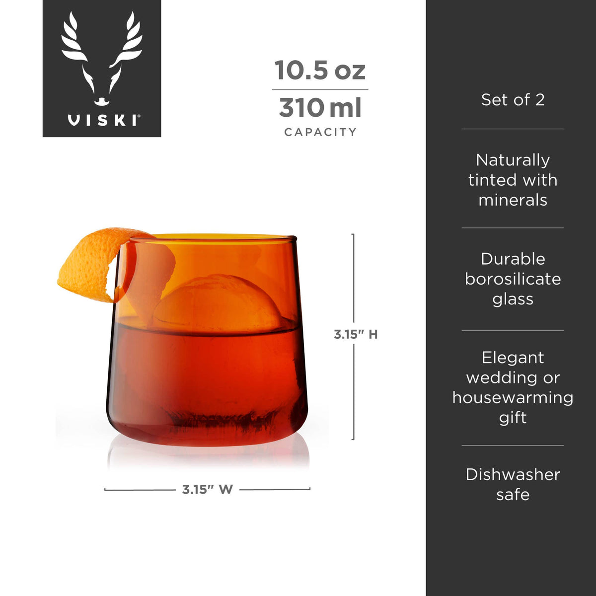 Aurora Cocktail Tumblers Amber Set of 2