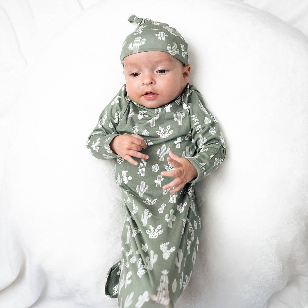 Cactus Bamboo Newborn Gown and Hat Set - vibeboxshop