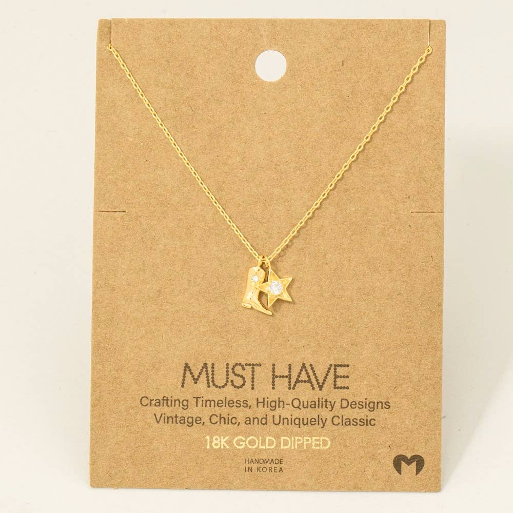 Cowboy Boots Star Necklace - vibeboxshop