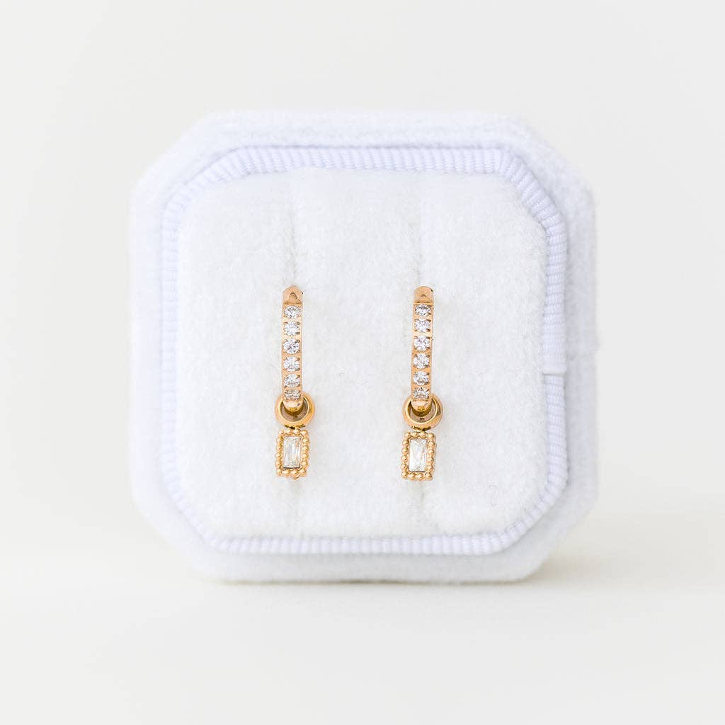 Emerald Gemstone Huggie Charms - vibeboxshop