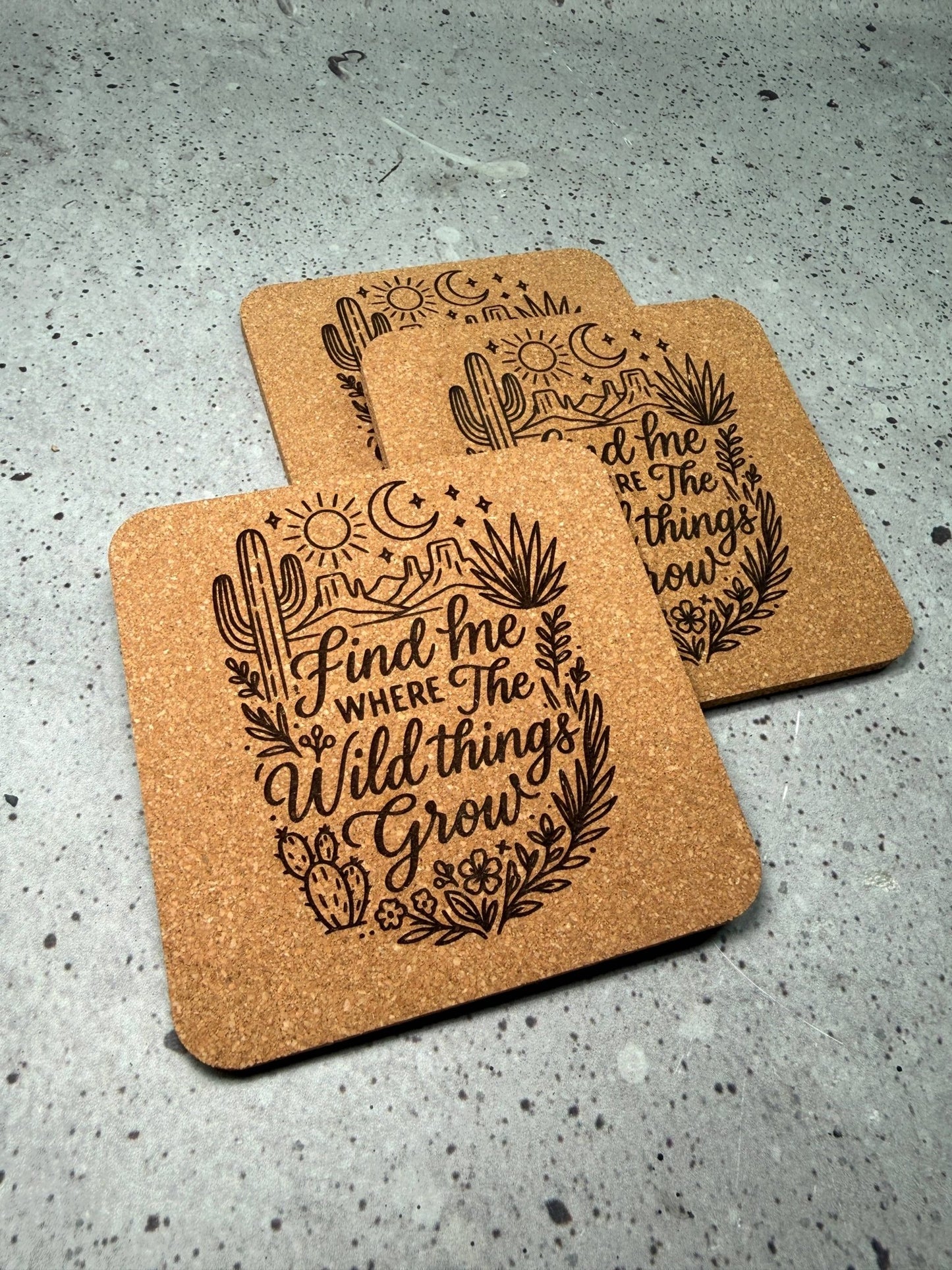 Engraved Cork Coasters Set of 4 - vibeboxshop