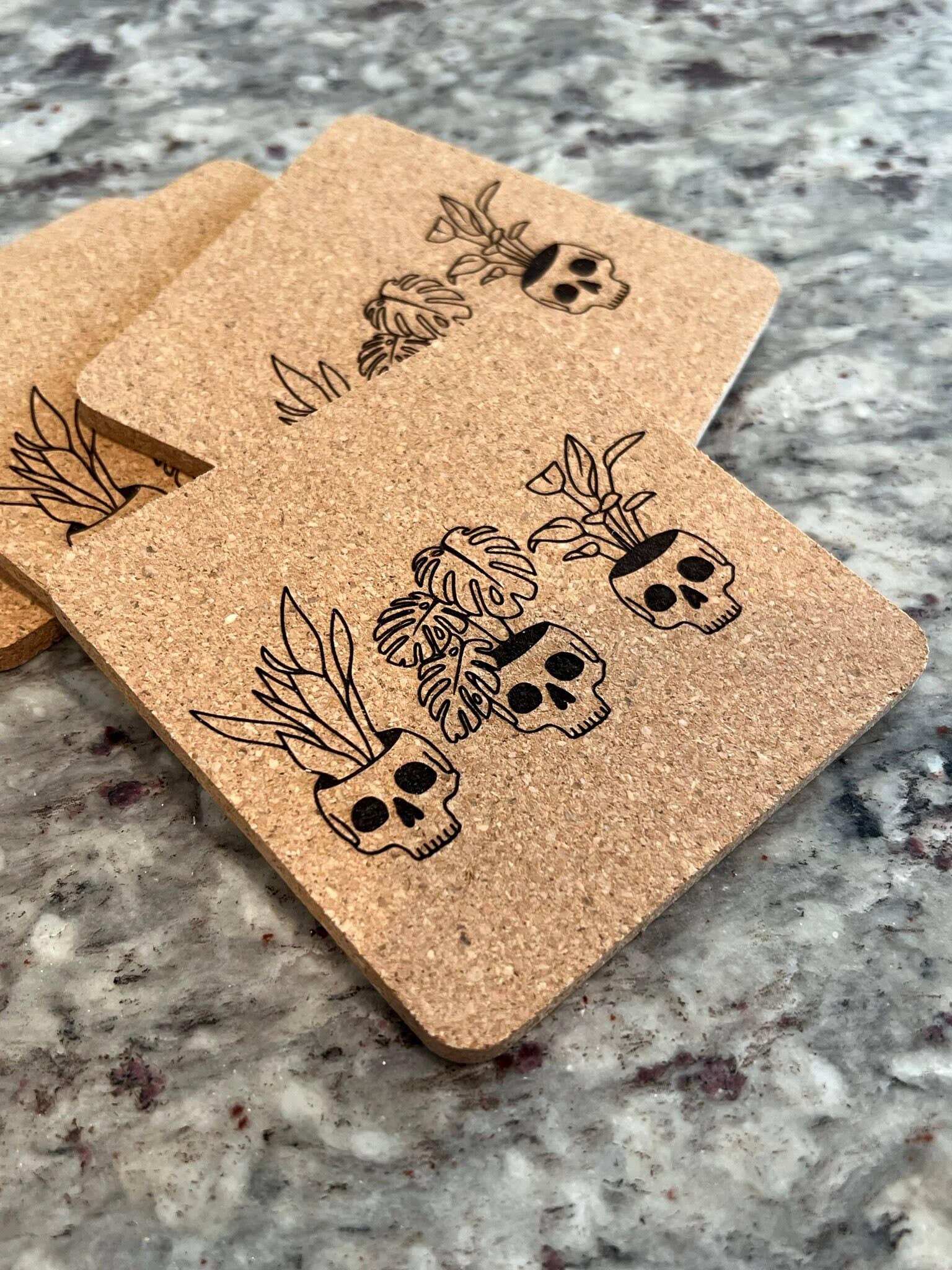 Engraved Cork Coasters Set of 4 - vibeboxshop