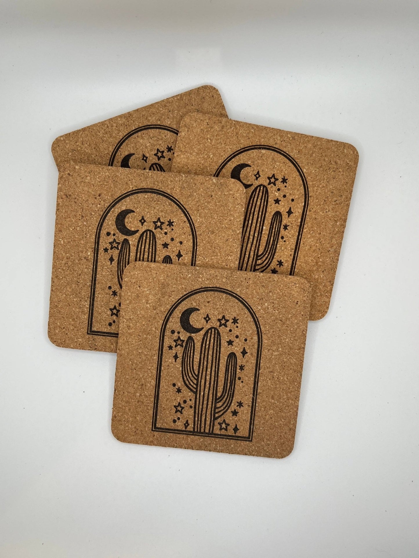 Engraved Cork Coasters Set of 4 - vibeboxshop
