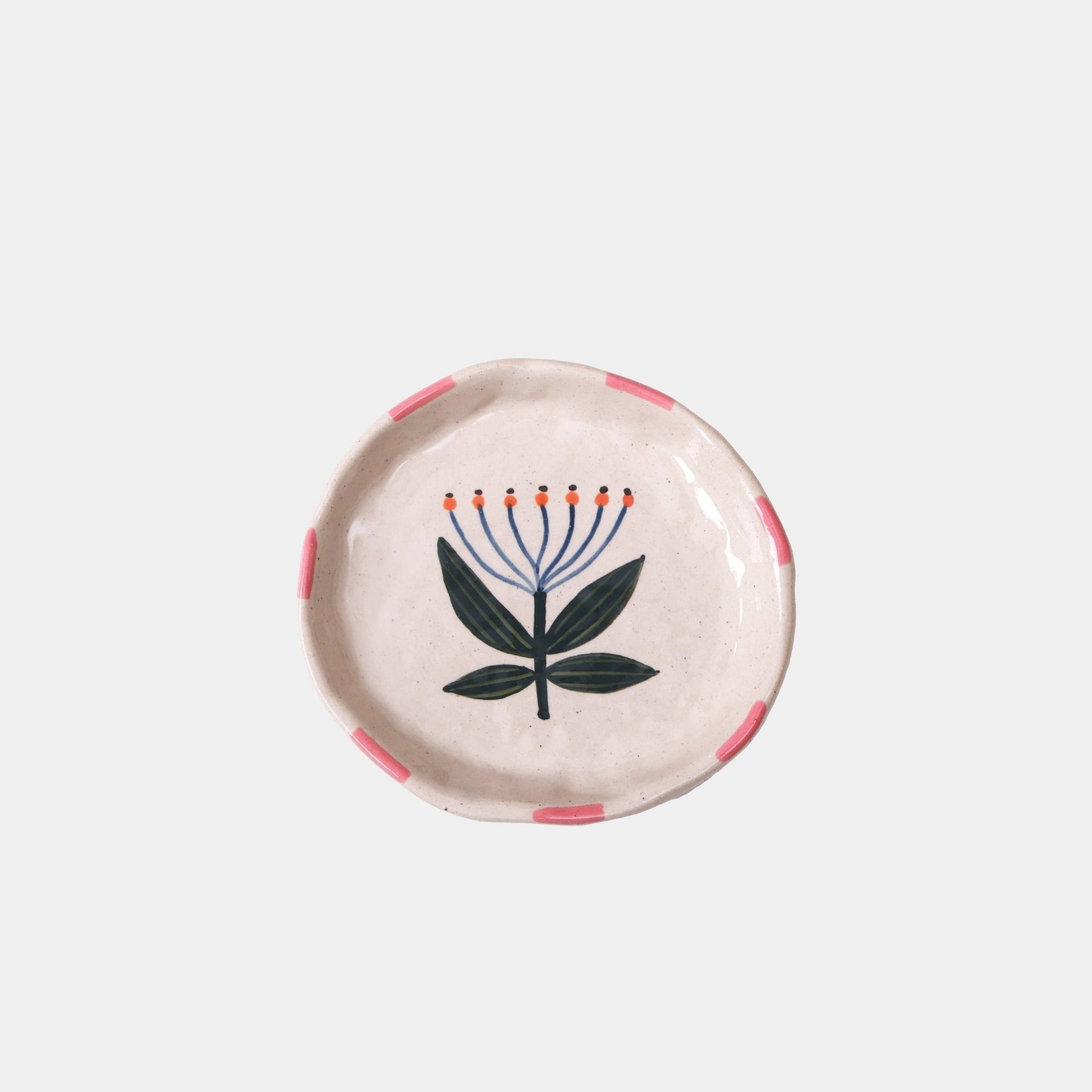 Floral Pink Striped Trinket Dish | Hand Painted - vibeboxshop