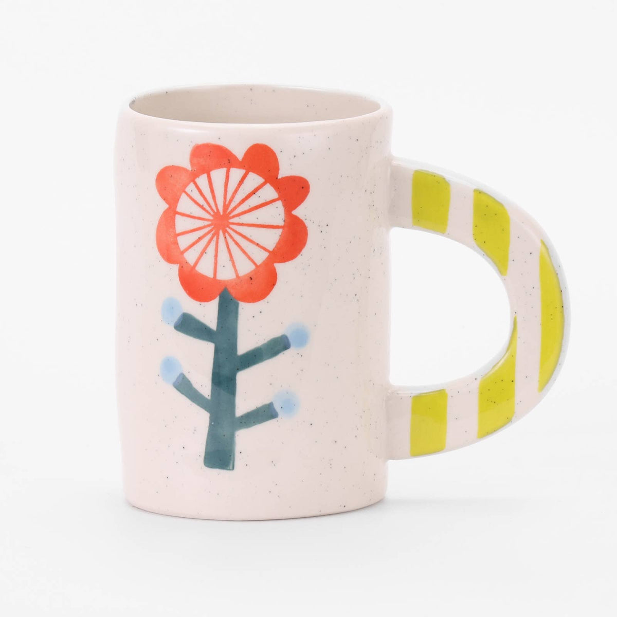 Floral Yellow Striped Mug | Hand Painted - vibeboxshop