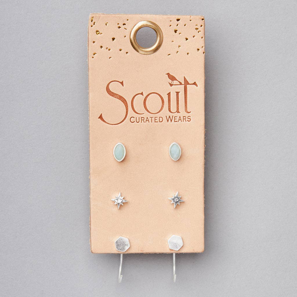 Gabby Stud Trio - Silver - vibeboxshop