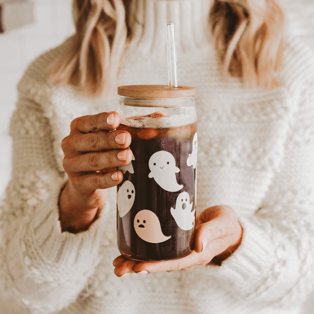 Ghosts Can Glass w/ Straw & Lid - vibeboxshop