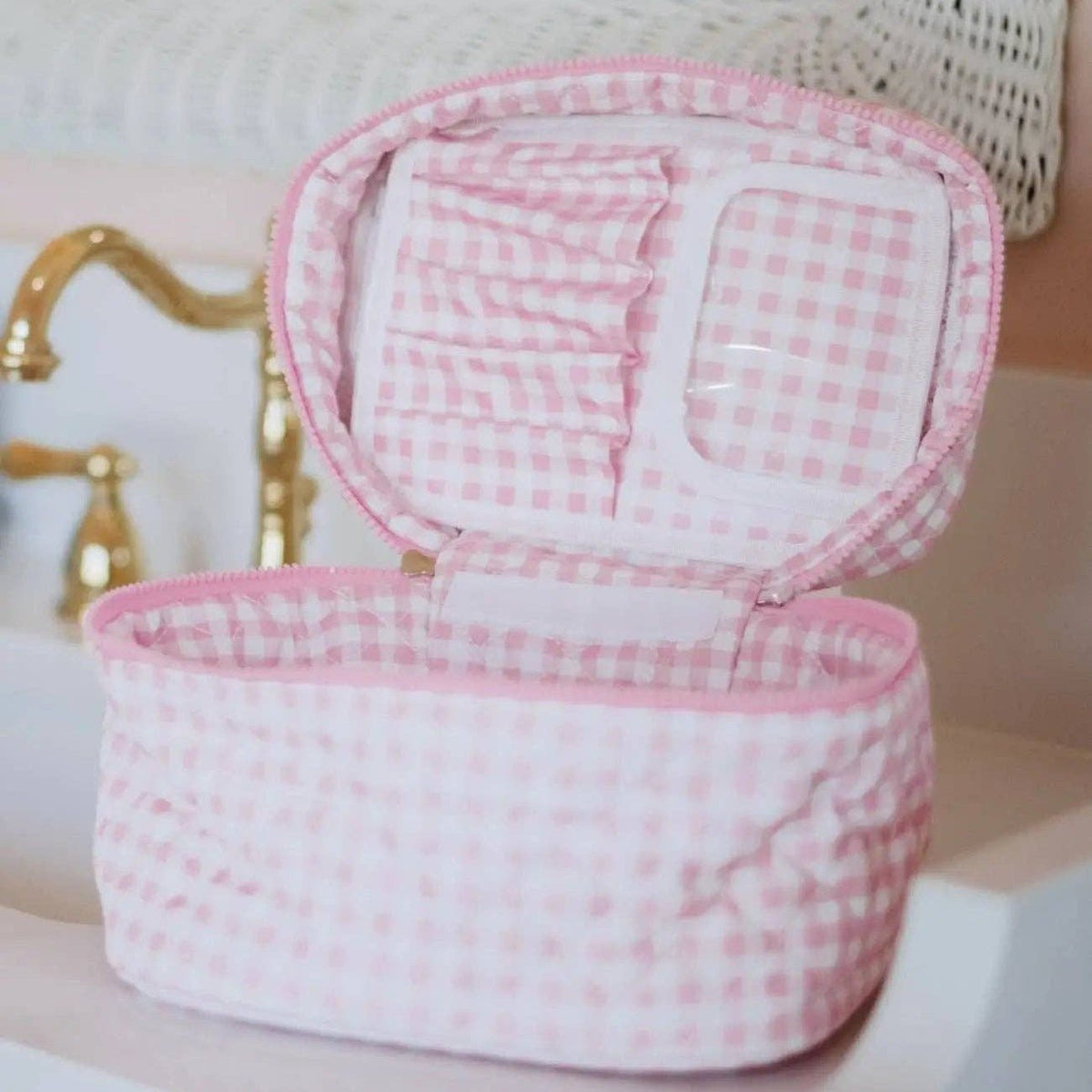 Gingham Make Up Bag - vibeboxshop