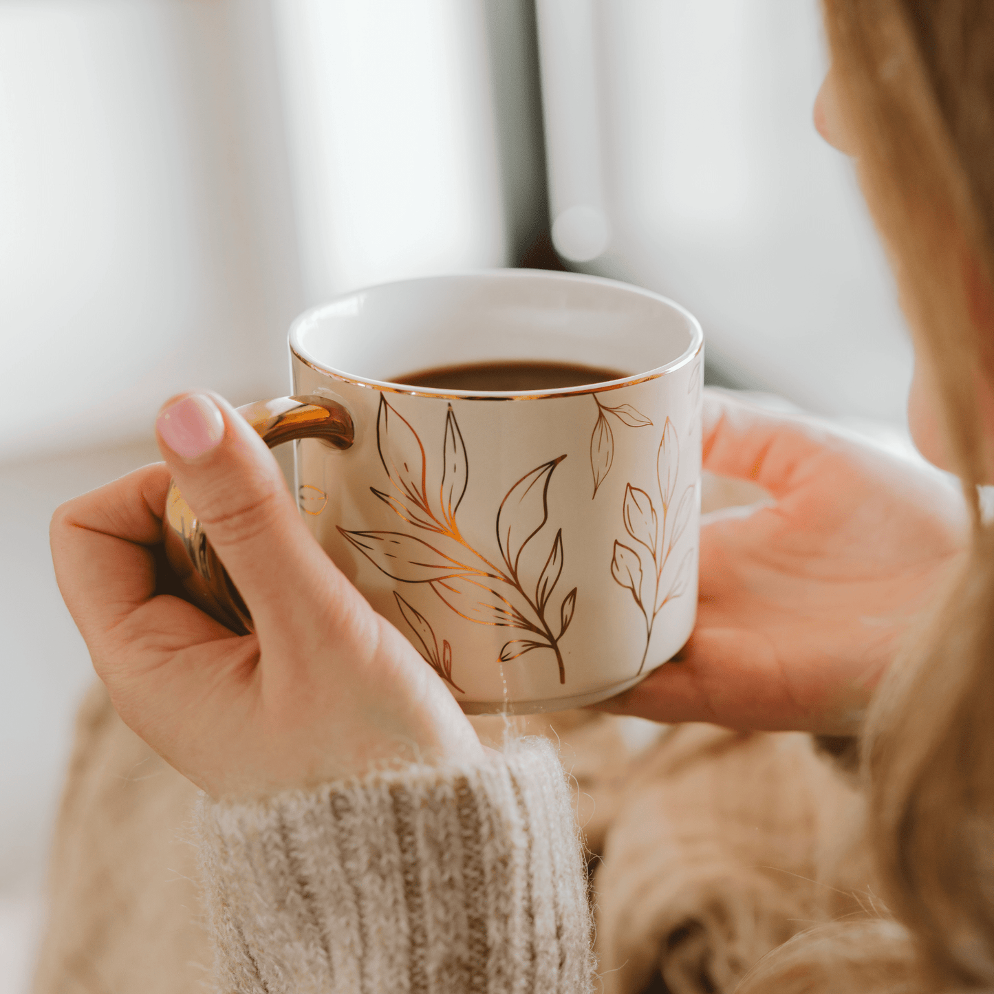 Gold Leaves Coffee Mug - vibeboxshop