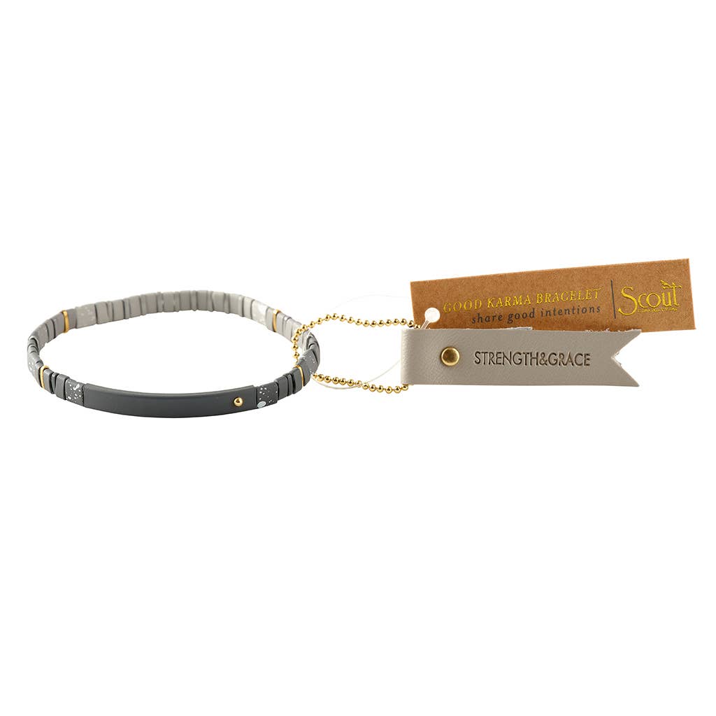 Good Karma Bracelet - Strength & Grace Charcoal/Gold - vibeboxshop