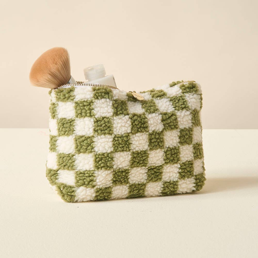 Green Checkered Teddy Pouch - vibeboxshop