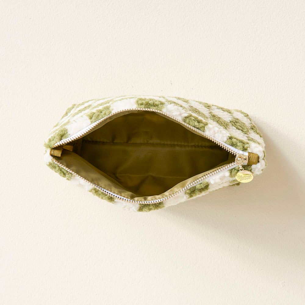 Green Checkered Teddy Pouch - vibeboxshop