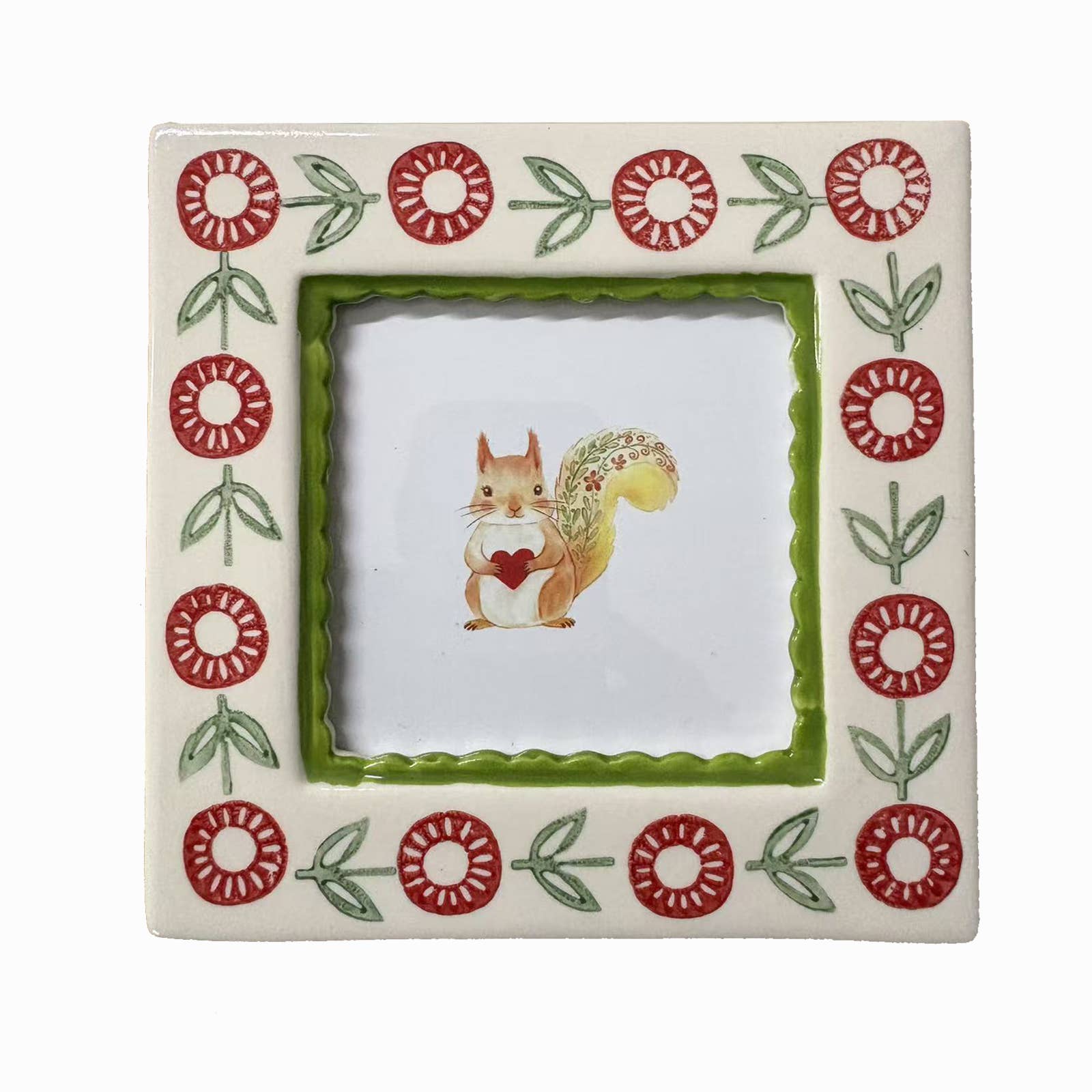 Green Floral Ceramic Photo Frame - vibeboxshop