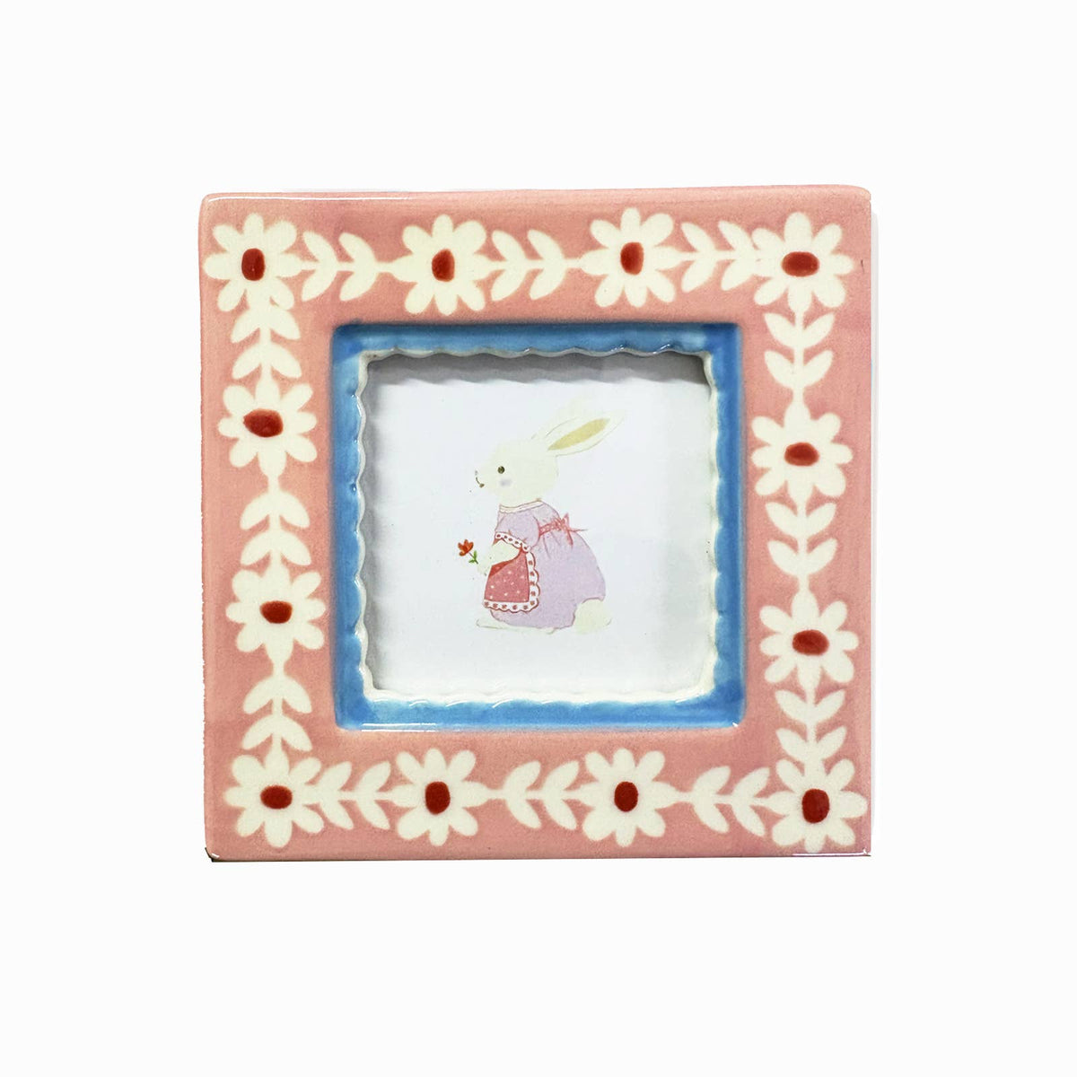 Hand-Painted Ceramic Photo Frame | Pink Floral - vibeboxshop