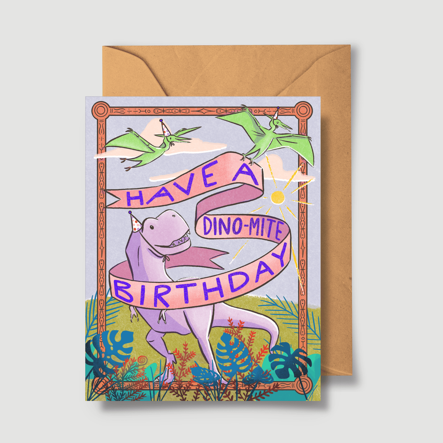 Have A Dino-Mite Birthday Greeting Card - vibeboxshop
