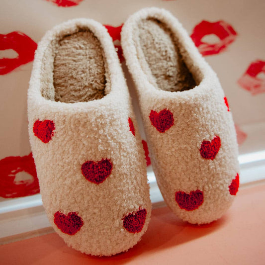 Hearts All Over Pattern Slippers - vibeboxshop