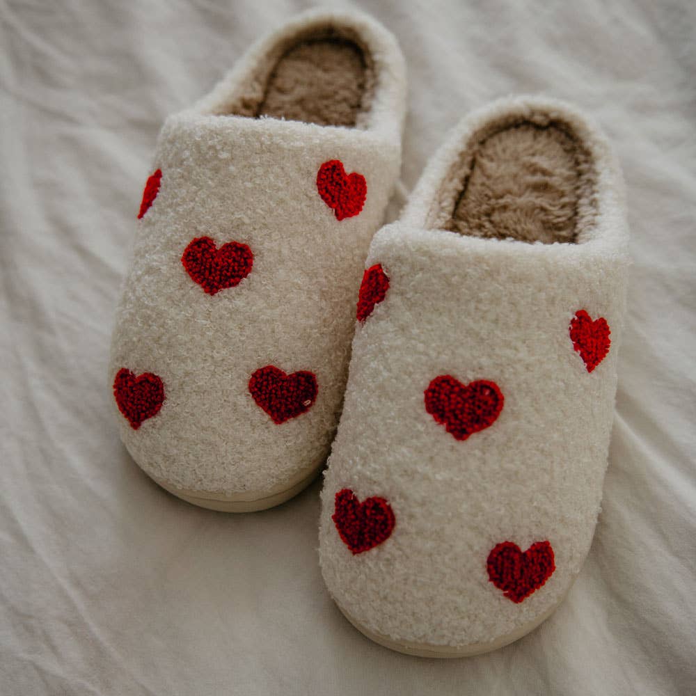 Hearts All Over Pattern Slippers - vibeboxshop