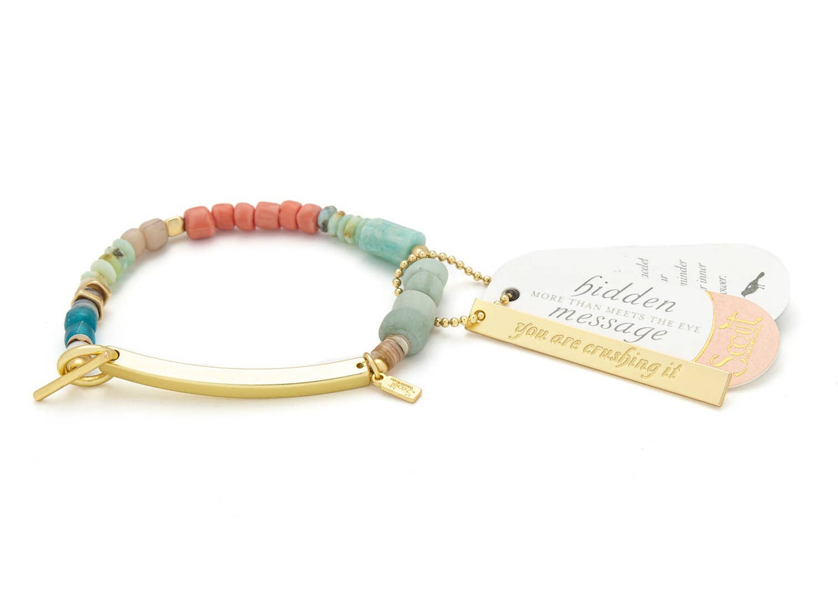 Hidden Message Bracelet - Crushing It/Amazonite/Gold - vibeboxshop
