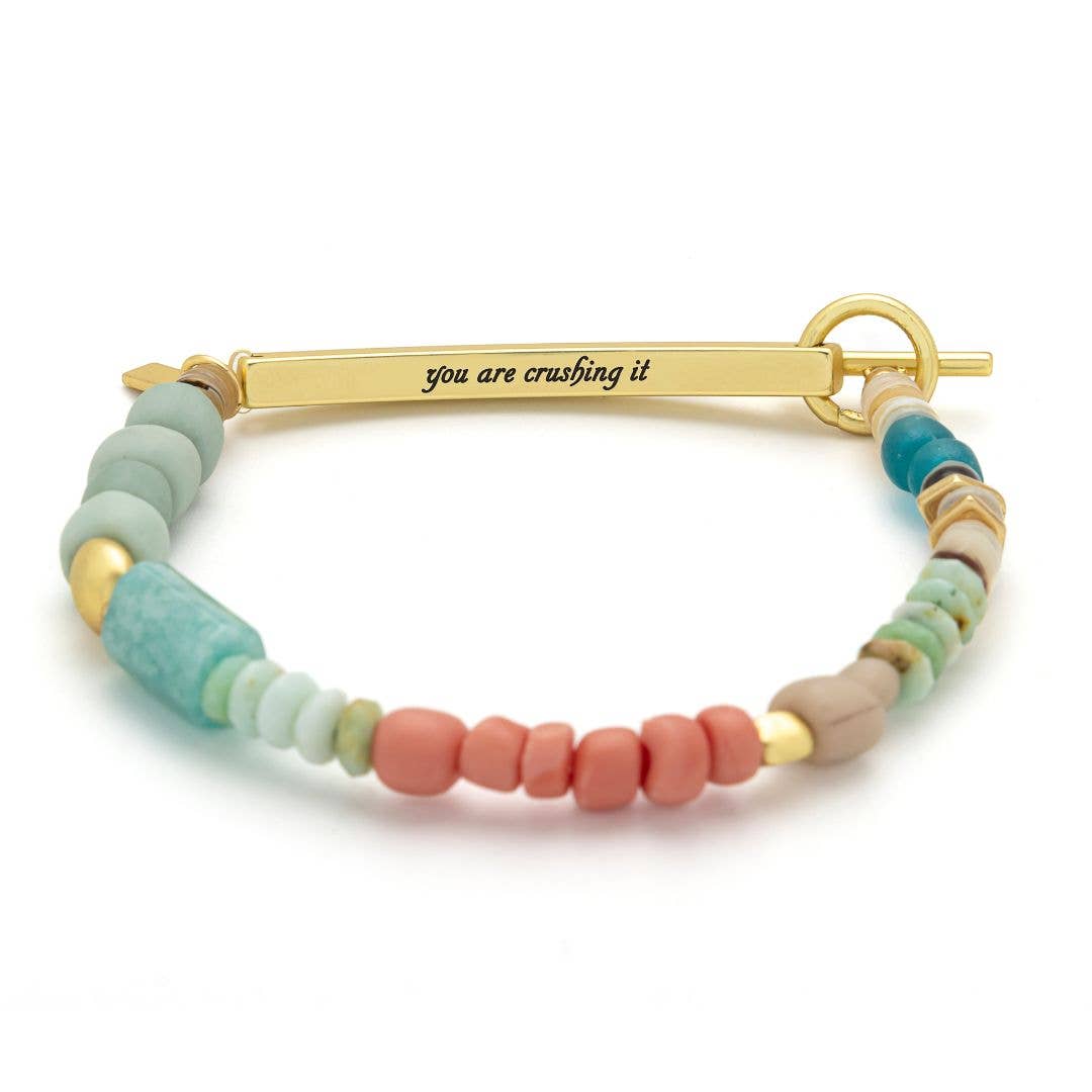 Hidden Message Bracelet - Crushing It/Amazonite/Gold - vibeboxshop