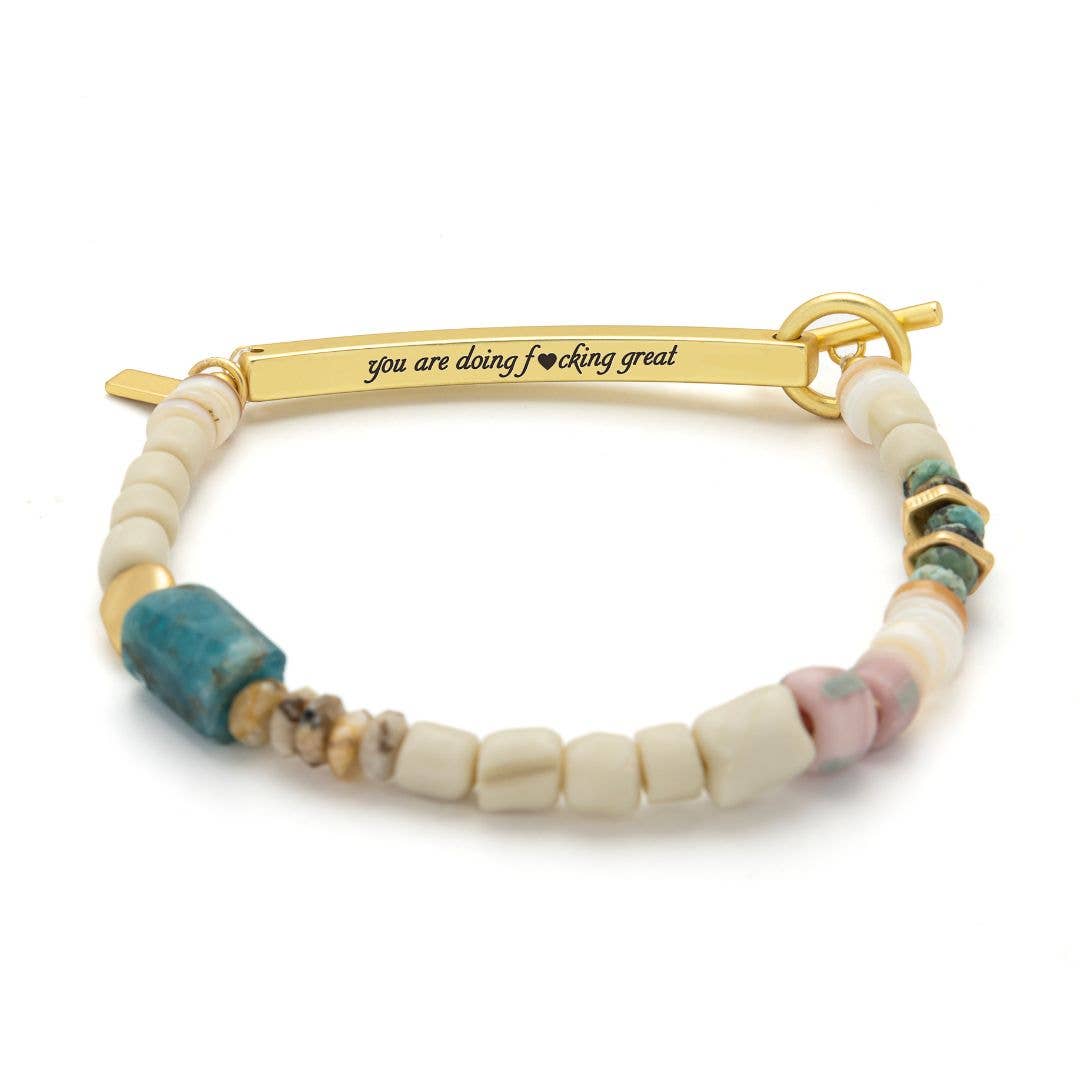 Hidden Message Bracelet - F♥cking Great/Blue Apatite/Gold - vibeboxshop