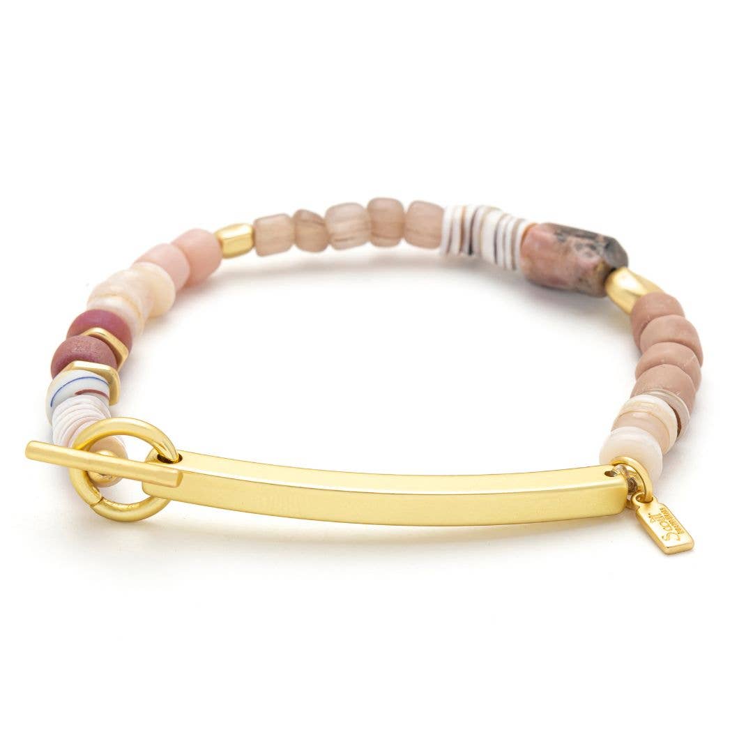 Hidden Message Bracelet - Loved/Rhodochrosite/Gold - vibeboxshop