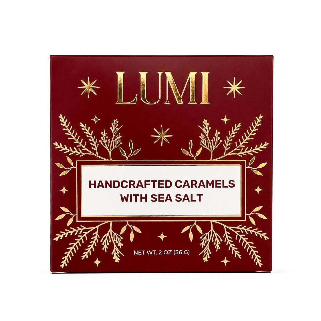 Holiday Handcrafted Caramels with Sea Salt – Red Box, 2 oz - vibeboxshop