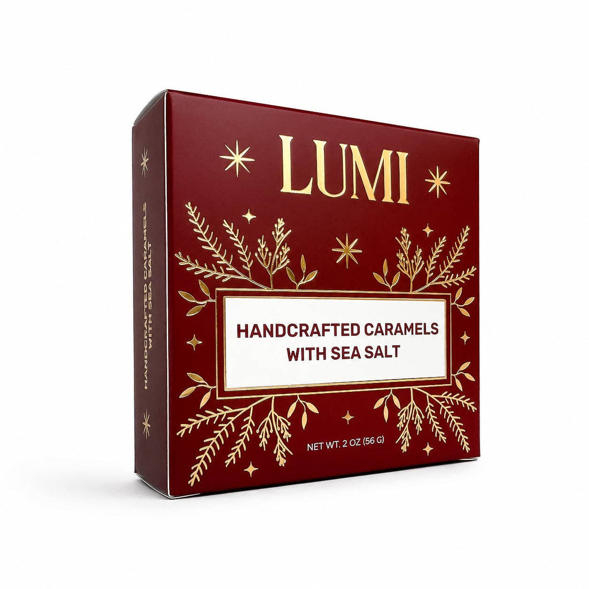 Holiday Handcrafted Caramels with Sea Salt – Red Box, 2 oz - vibeboxshop