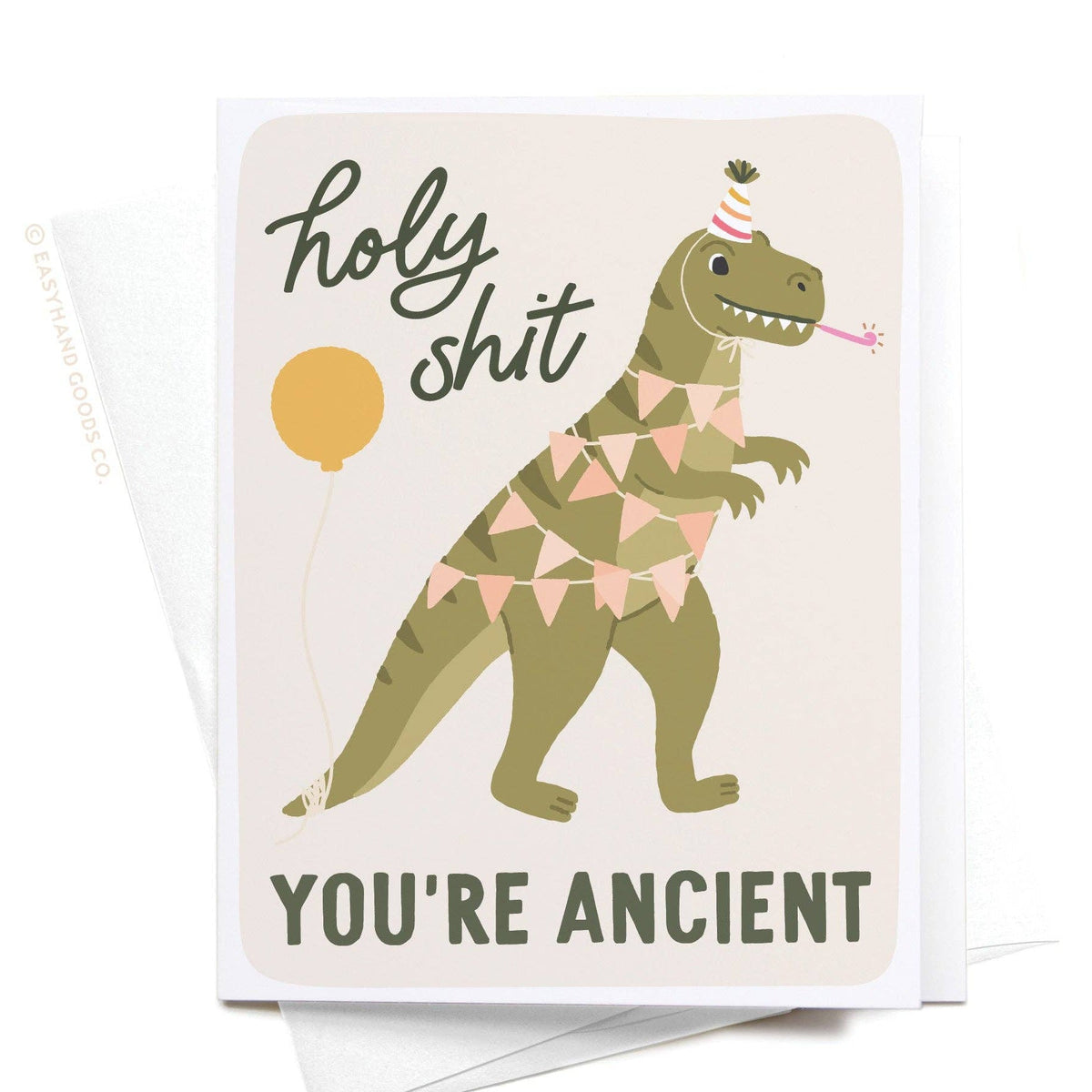Holy Shit You’re Ancient Dinosaur Greeting Card - vibeboxshop