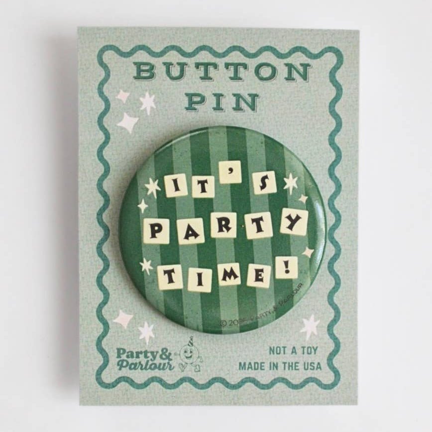 It's Party Time! Striped Button Pin   - vibeboxshop