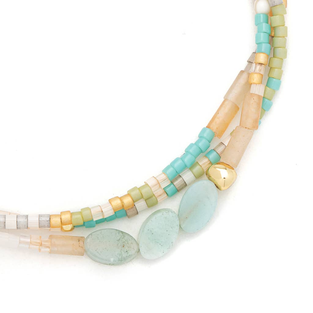 Mixed Media Bracelet - Courage/Amazonite/Gold - vibeboxshop