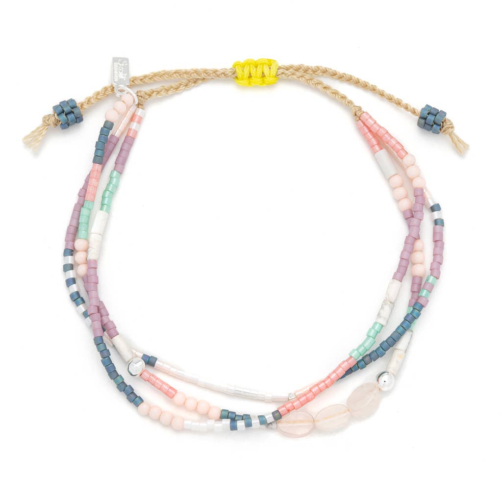 Mixed Media Bracelet - Heart/Rose Quartz/Silver - vibeboxshop