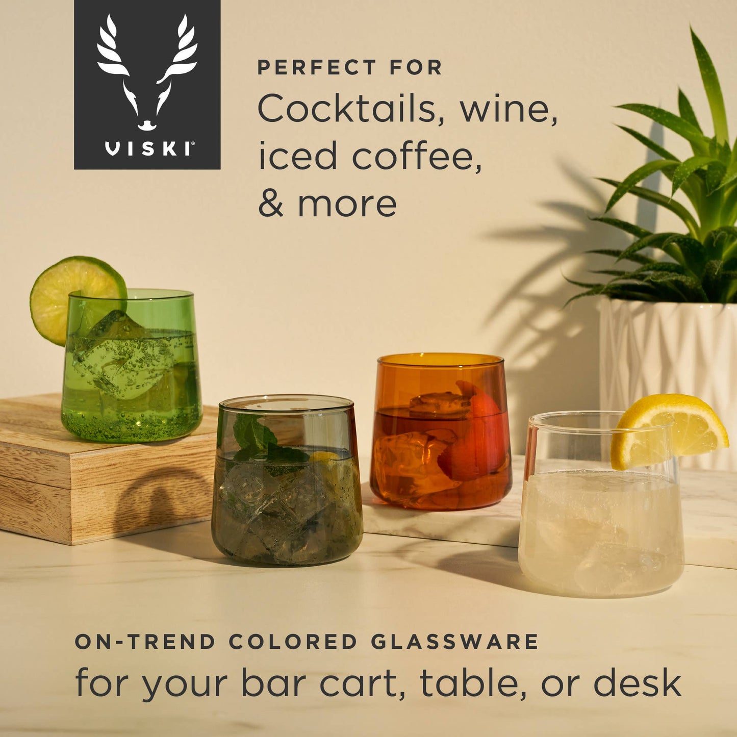 Multi - Colored Glass Cocktail Tumblers | Set of 4 - vibeboxshop