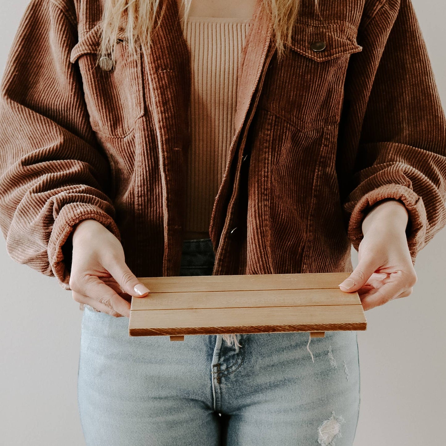 Natural Rectangular Wood Tray - vibeboxshop