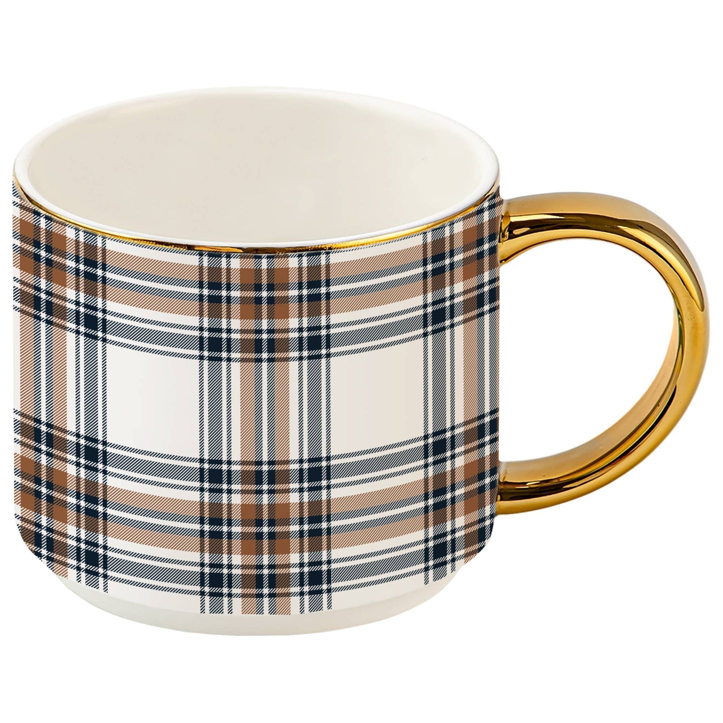 Orange Navy Plaid Coffee Mug - vibeboxshop