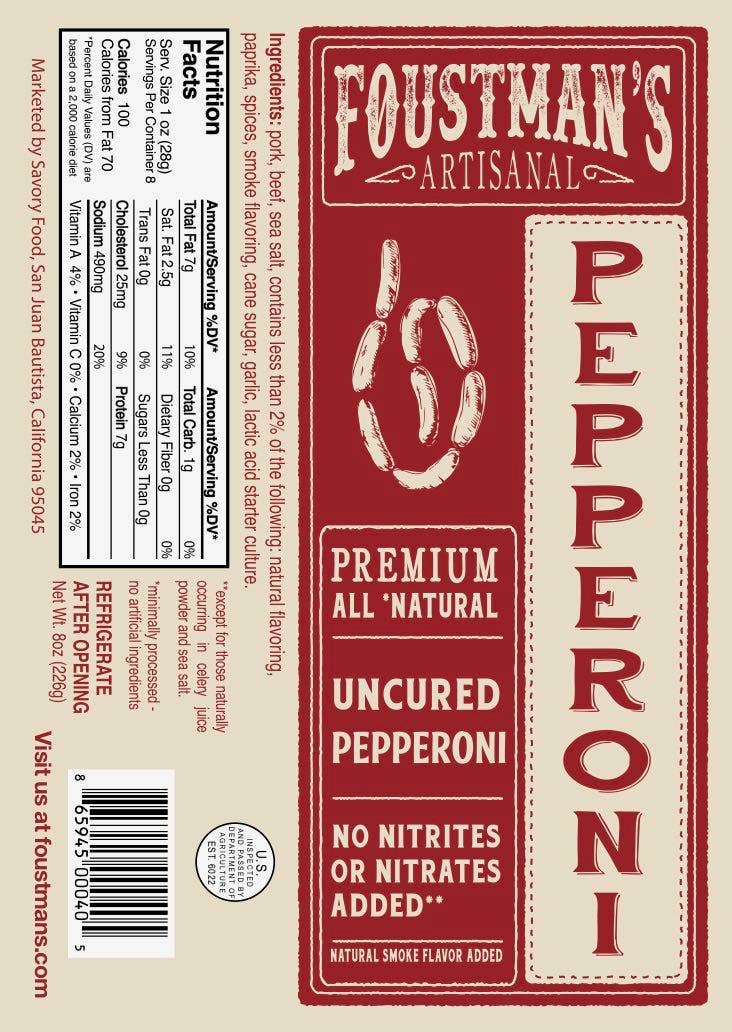 Pepperoni | Foustman's All - Natural Uncured - vibeboxshop