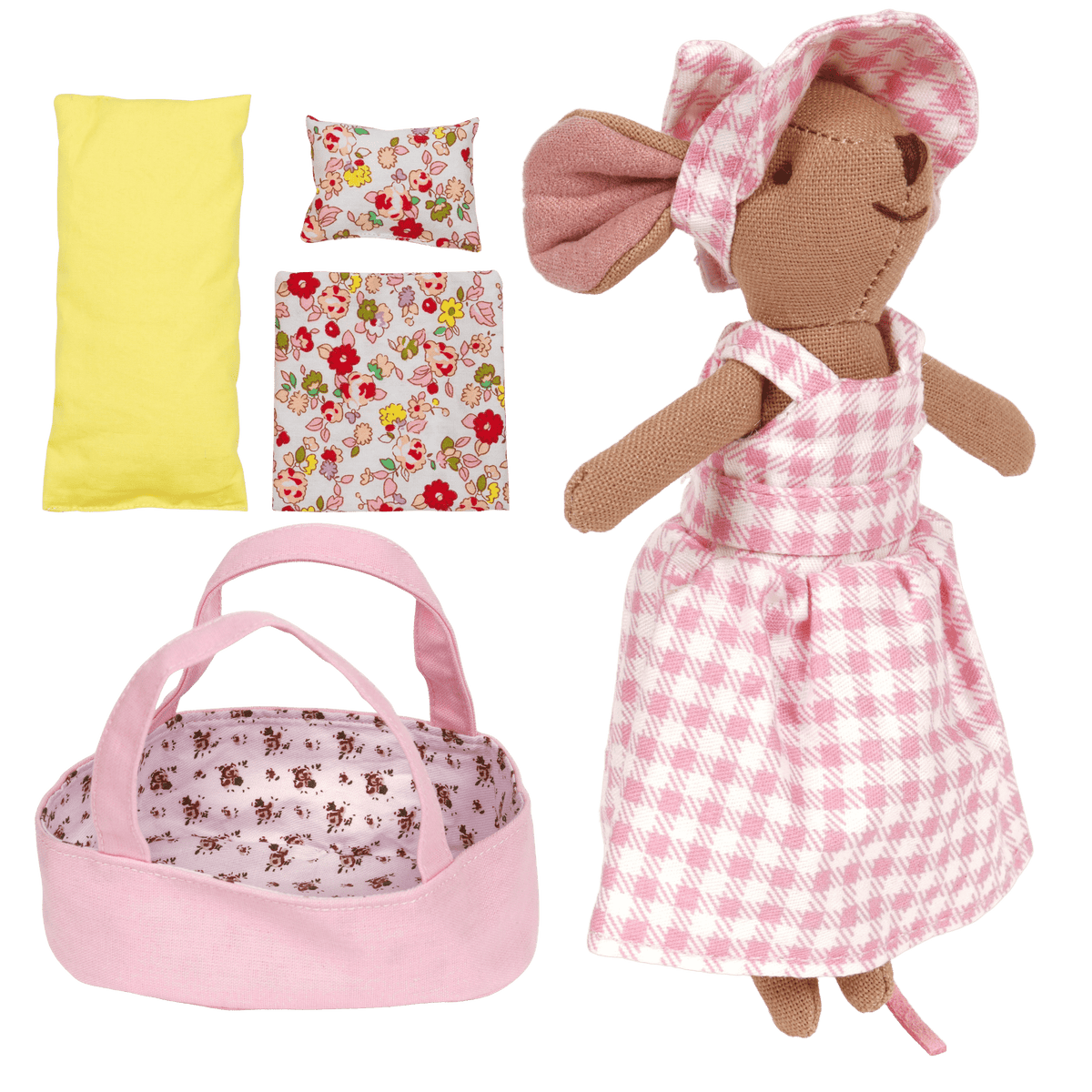 Pink Dress Mouse & Carry Cot Set - vibeboxshop