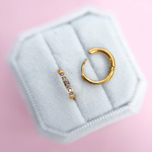 Pink Huggie Hoops | Cubic Zirconia - vibeboxshop