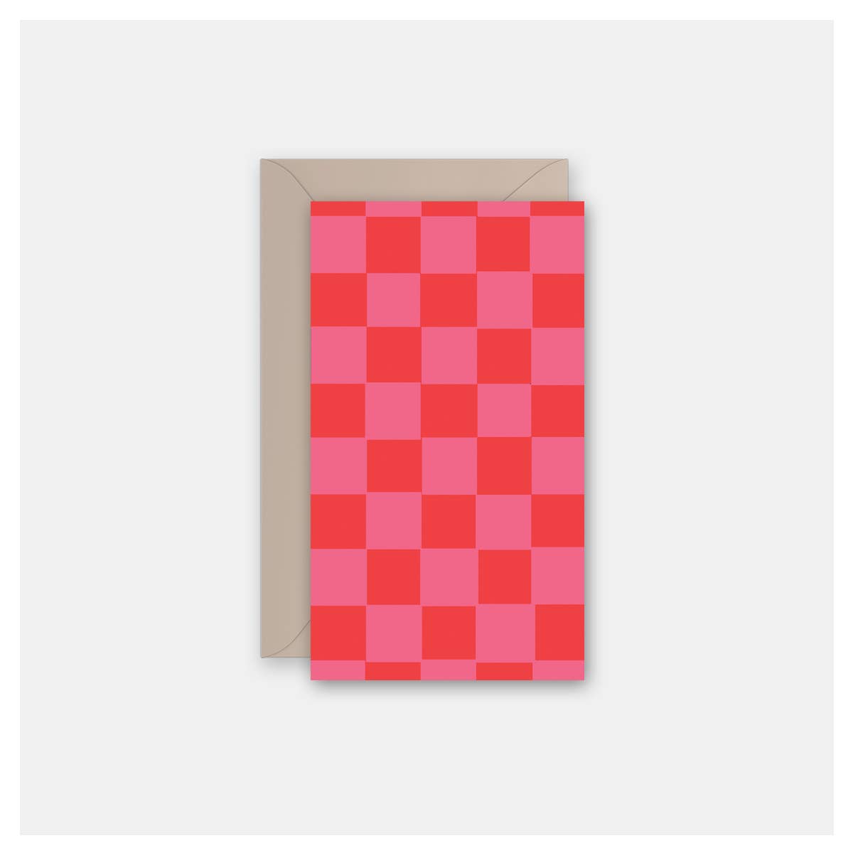Pink + Red Checkered - Gift Card Greeting Card - vibeboxshop