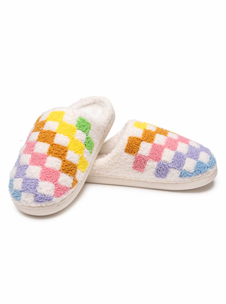 Rainbow Checkered Slippers - vibeboxshop
