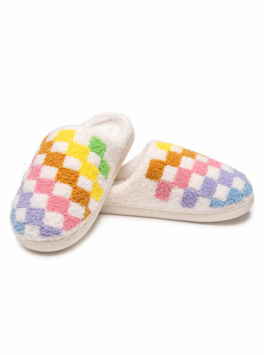 Rainbow Checkered Slippers - vibeboxshop