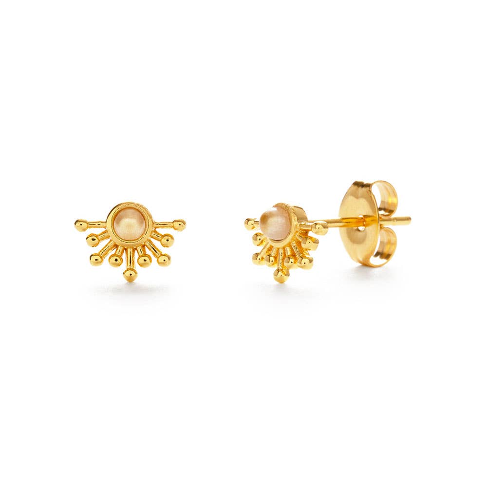 Rays of Light Stud Earrings with Pearl - vibeboxshop