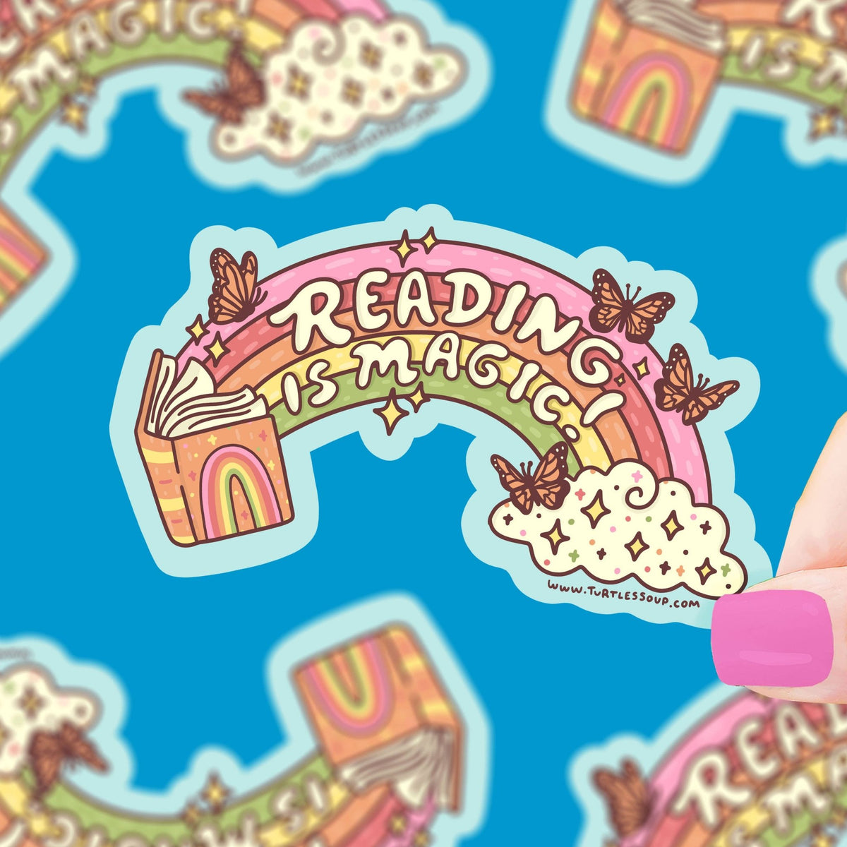 Reading Is Magic Rainbow Book Vinyl Sticker - vibeboxshop
