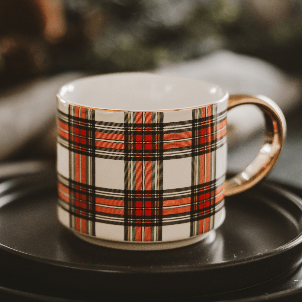 Red & White Plaid Mug - vibeboxshop
