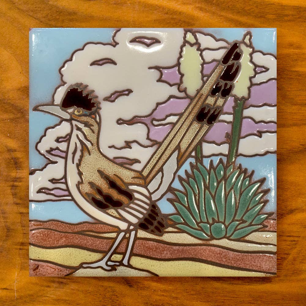 Roadrunner Hand Glazed Art Tile Trivet - vibeboxshop