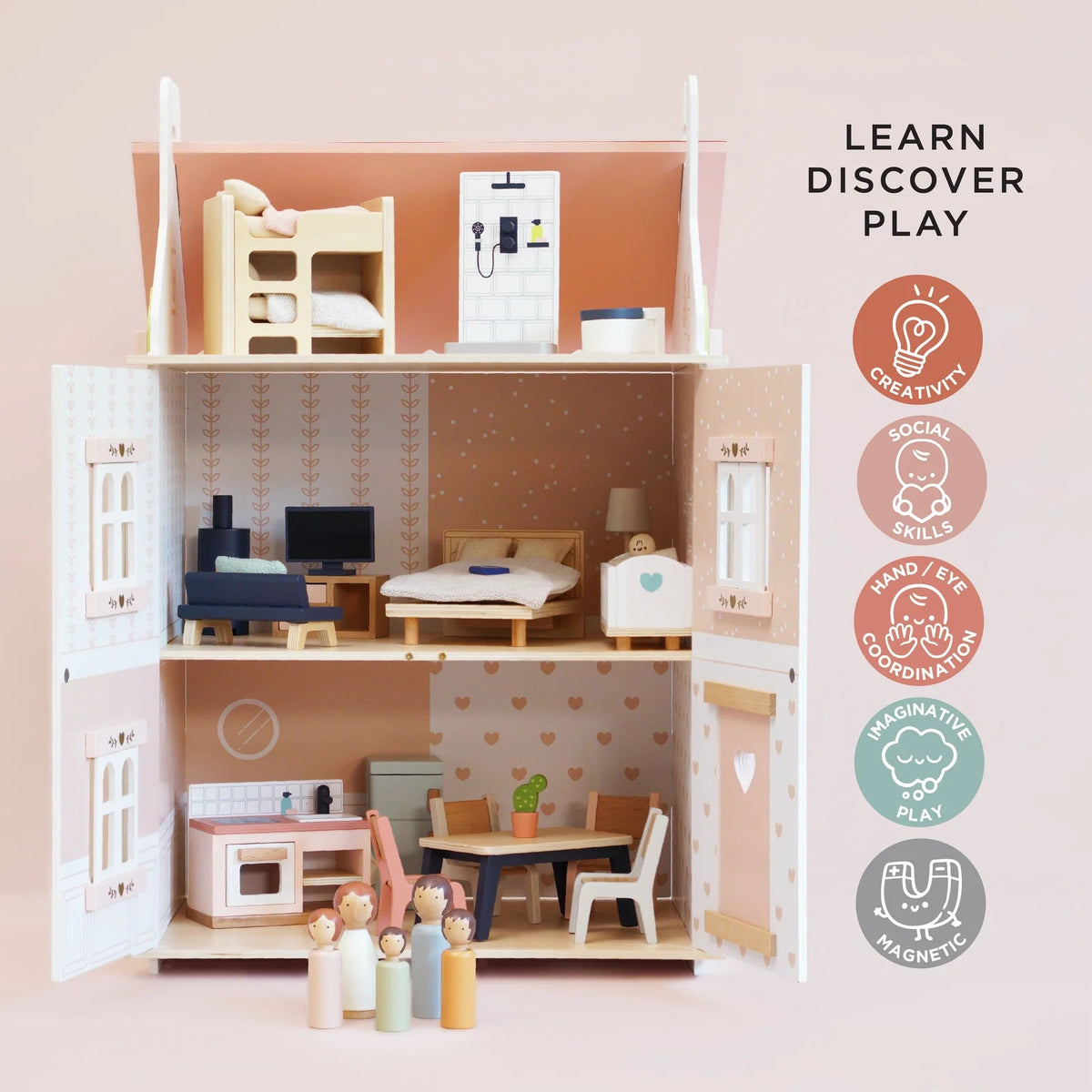 Roseheart Doll House, Furniture, & Family - vibeboxshop