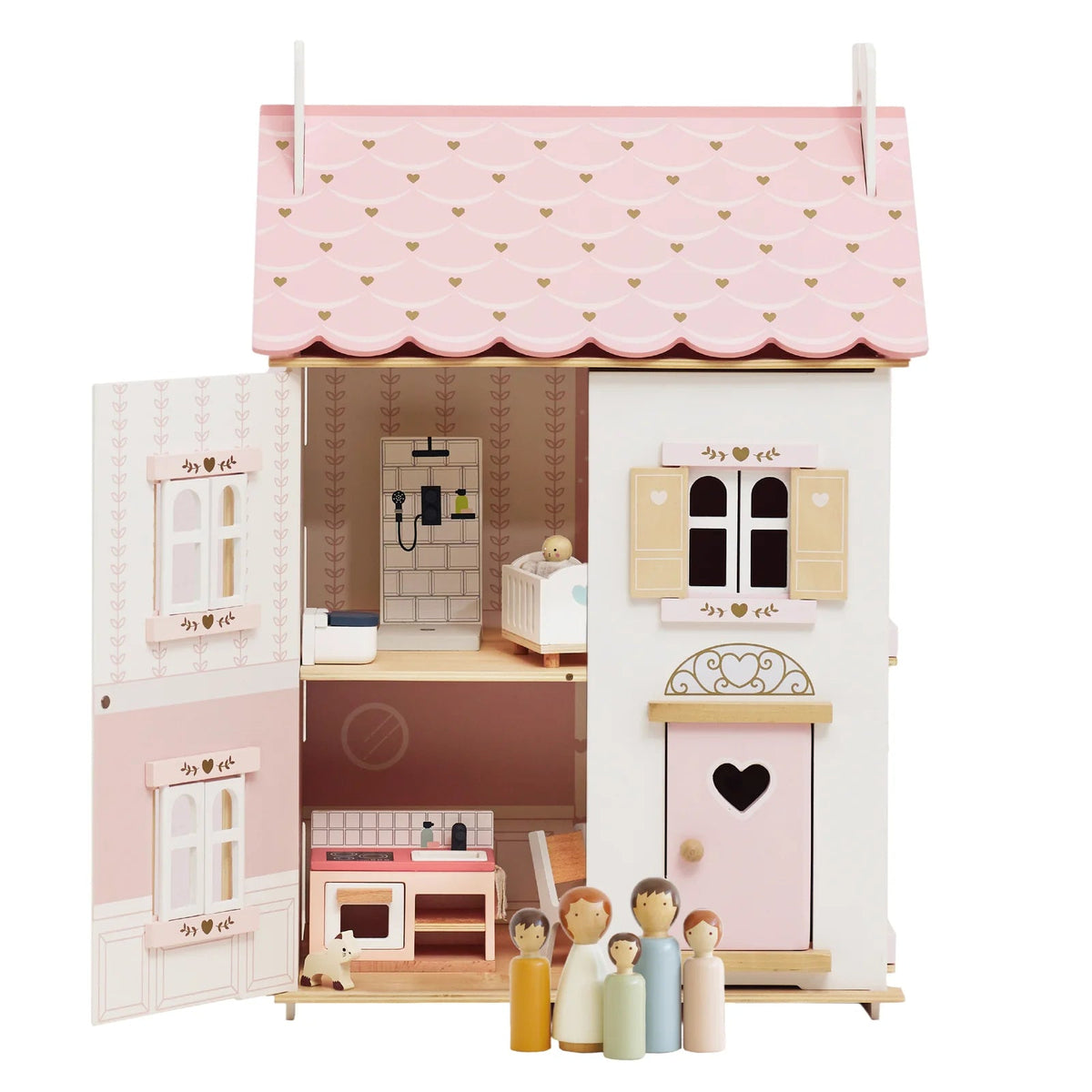 Roseheart Doll House, Furniture, & Family - vibeboxshop