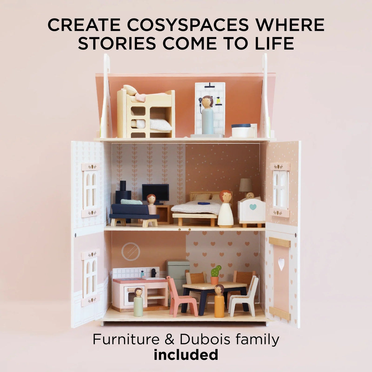 Roseheart Doll House, Furniture, & Family - vibeboxshop