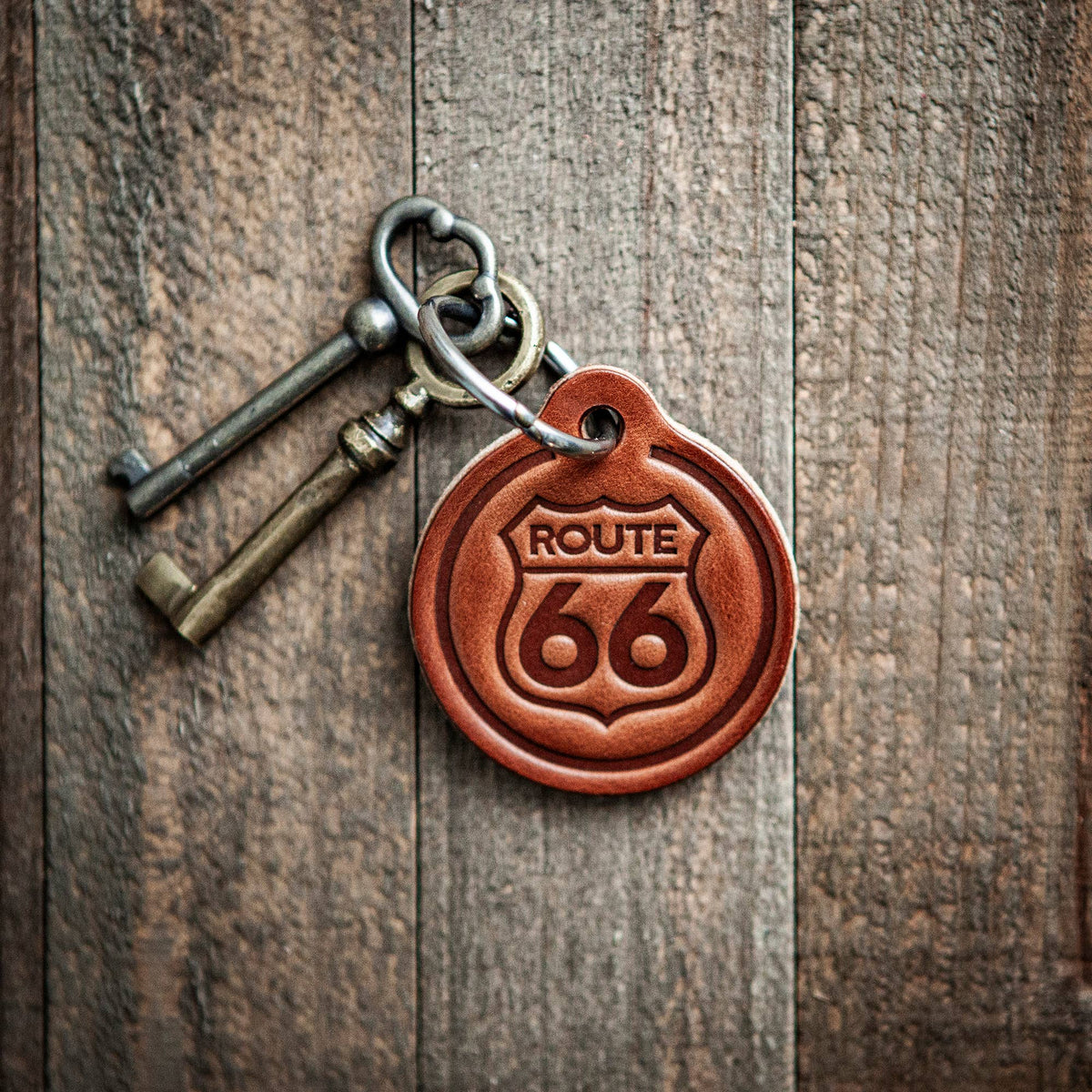 Route 66 Leather Keychain - vibeboxshop
