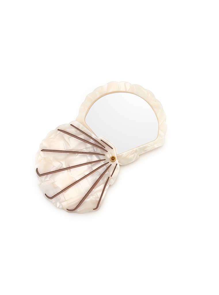 Seashell Swing-Hinge Folding Compact Mirror - vibeboxshop