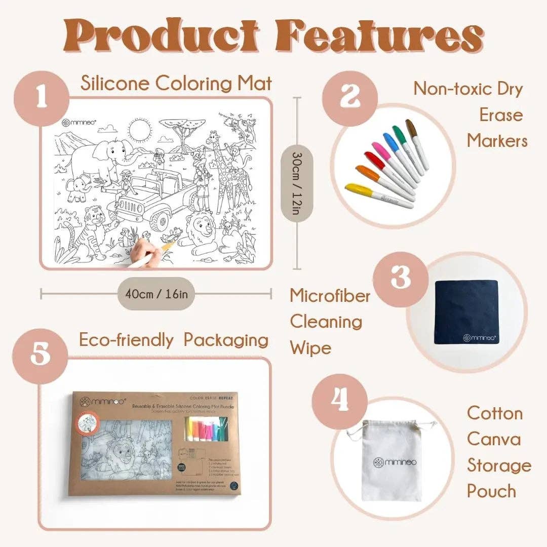 Silicone Reusable Coloring Mat Set - vibeboxshop
